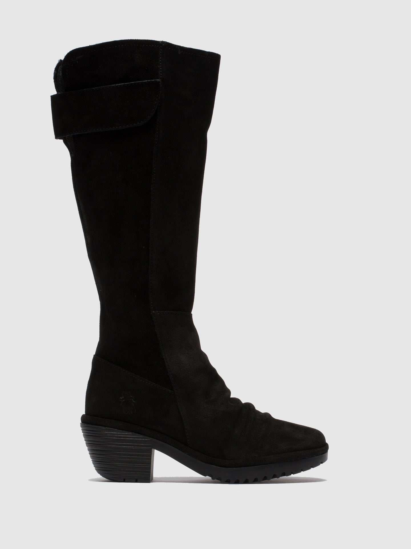 Fly London Black Suede Zip Up Boots